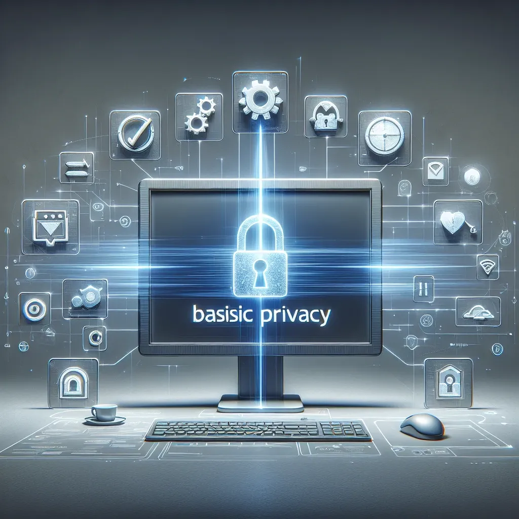 "Configuración básica de privacidad en Windows: pantalla de ajustes de privacidad del sistema operativo, mostrando opciones para gestionar la recopilación de datos y la seguridad personal."