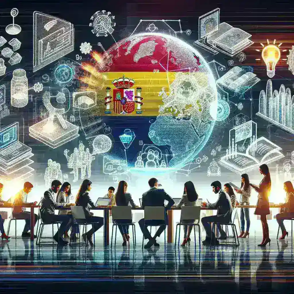 "Estudiantes interactuando en una plataforma de formación en metaverso educativo desarrollada por startups españolas, resaltando la innovación en la educación digital."